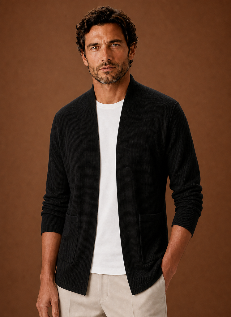 Men's Knit Cardigan - Open Front Longline Cardigan | Areleon