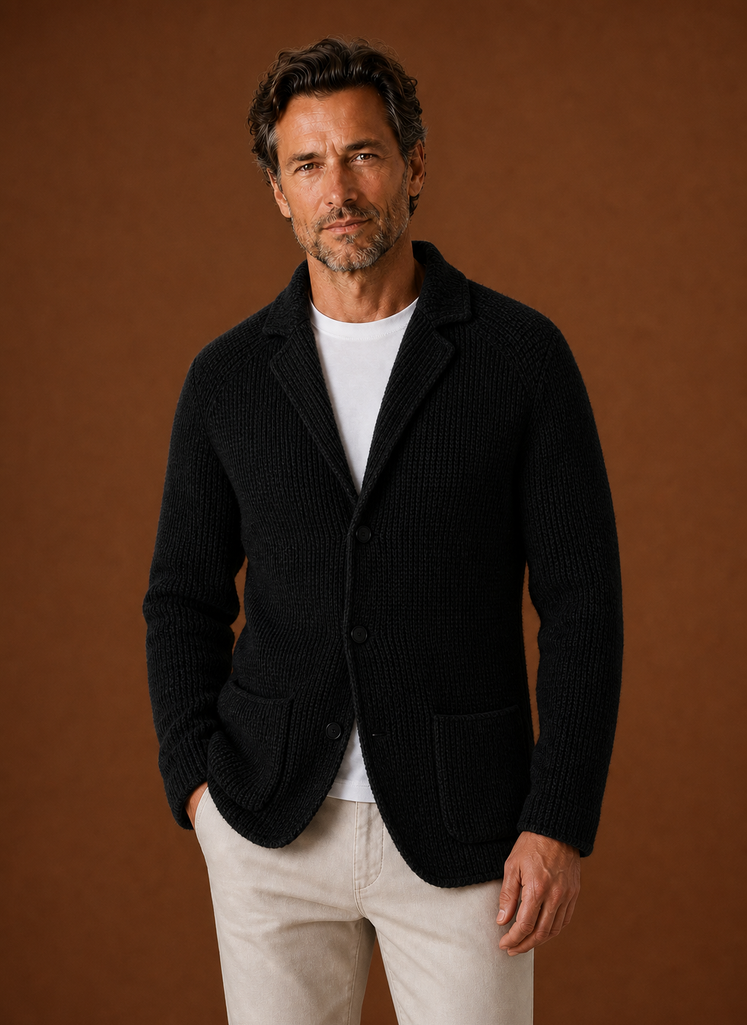 Men's Knit Blazer Cardigan - Button Front Layering Jacket | Areleon