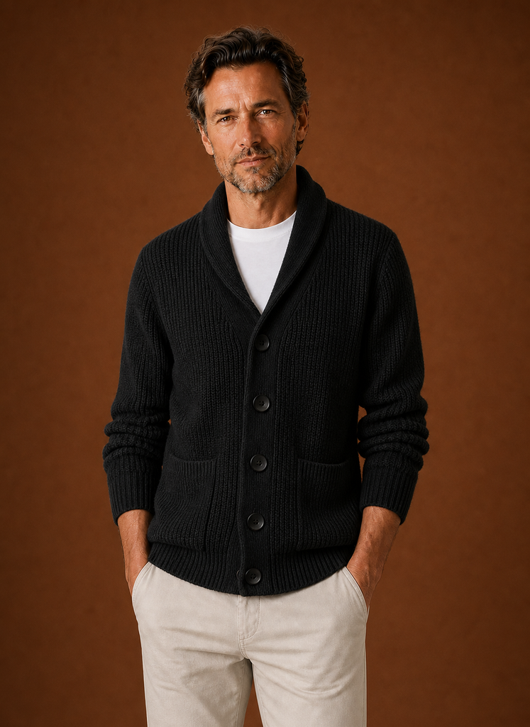 Men's Shawl Collar Cardigan - Knit Cardigan | Areleon