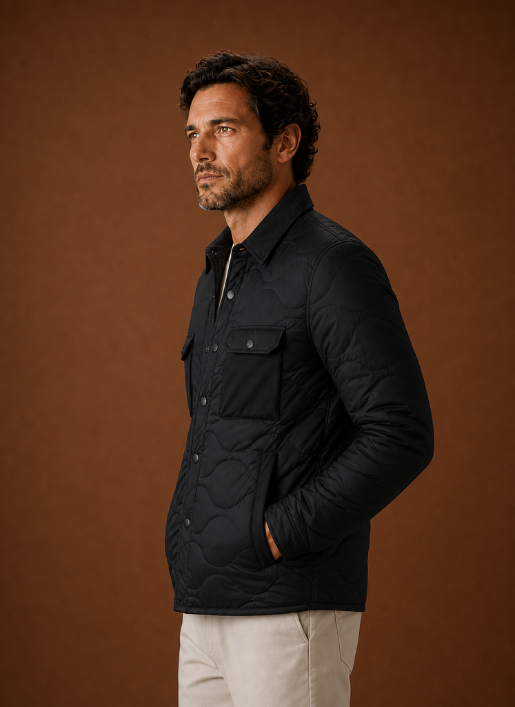 Men’s Quilted Shirt Jacket - Casual Overcoat | Areleon
