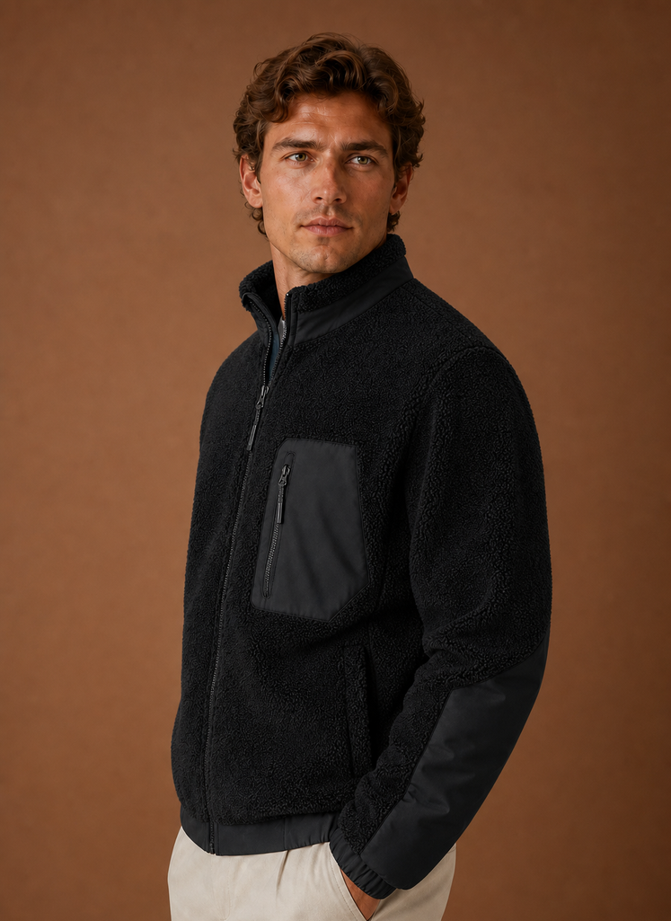 Men's Sherpa Fleece Jacket - Full-Zip Winter Coat | Areleon