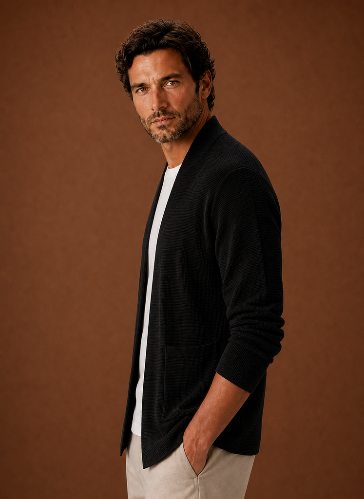 Men's Knit Cardigan - Open Front Longline Cardigan | Areleon