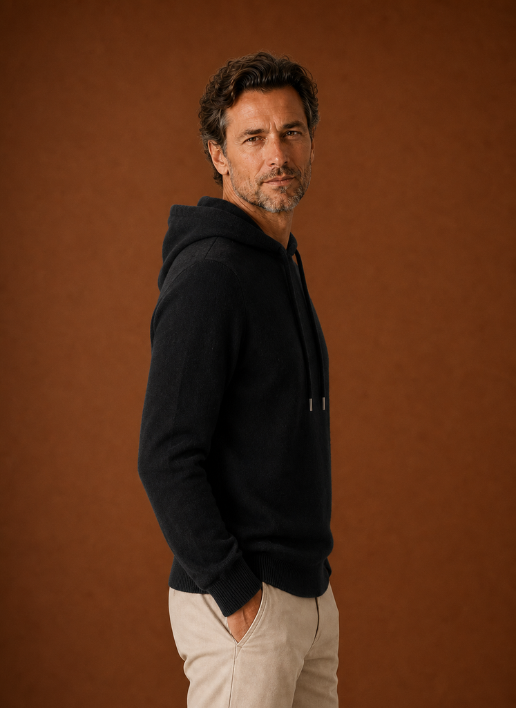 Men's Cashmere-Look Hooded Sweater - Knitted Pullover | Areleon