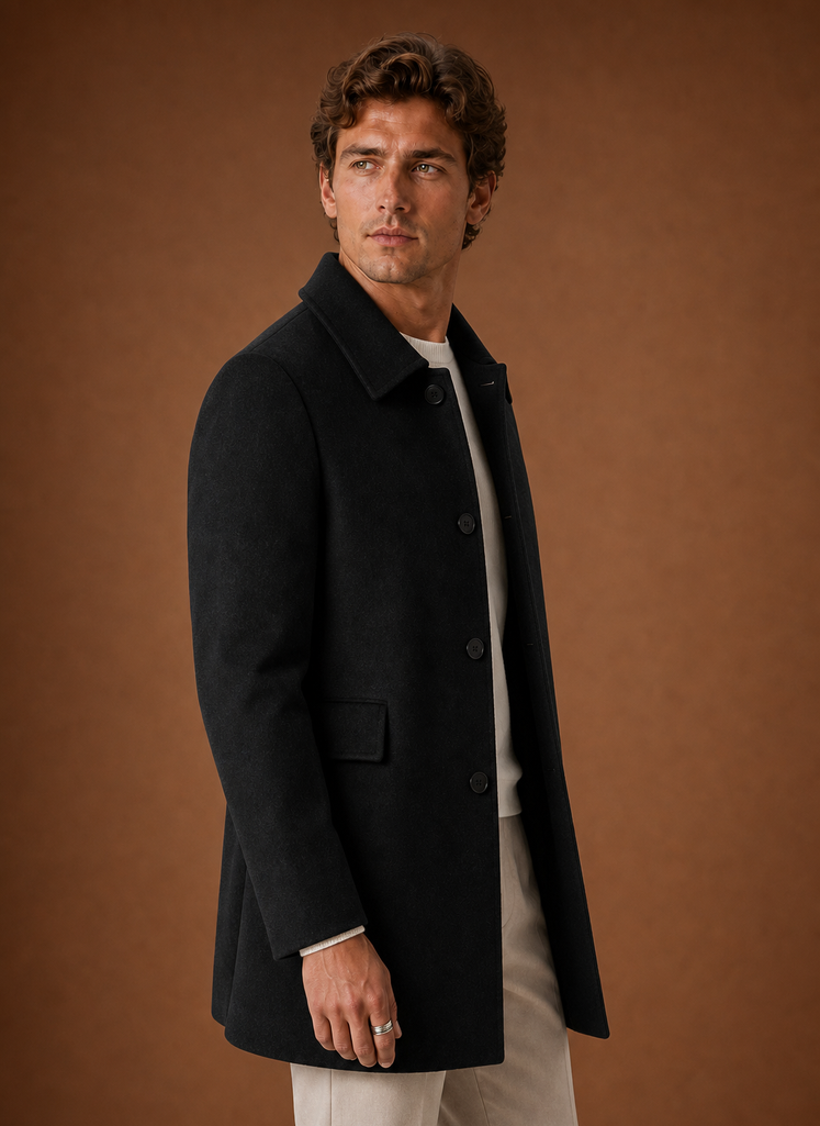 Men's Long Overcoat - Tailored Topcoat | Areleon