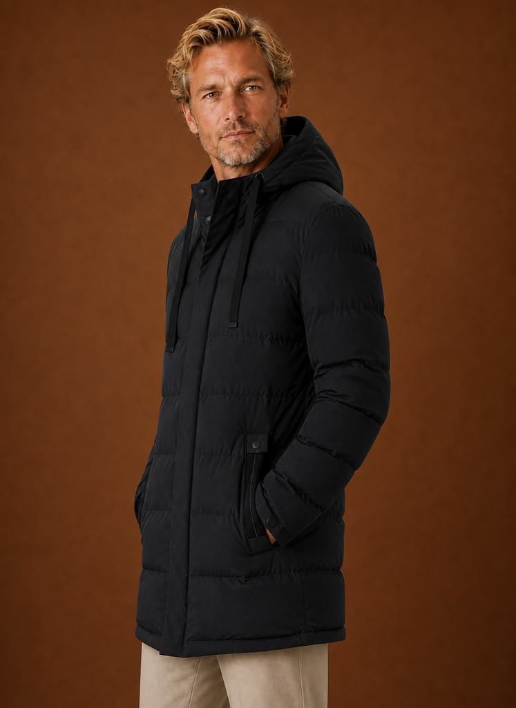 Men's Puffer Jacket - Long Hooded Insulated Winter Coat | Areleon