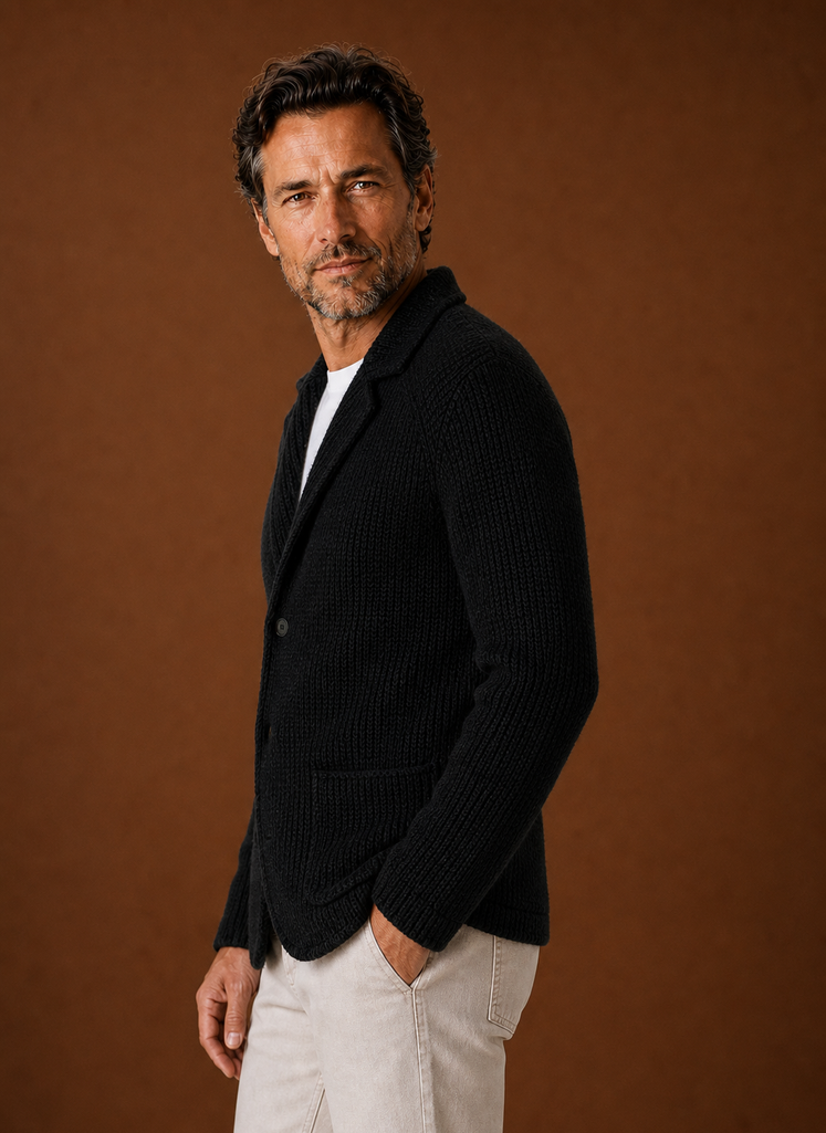 Men's Knit Blazer Cardigan - Button Front Layering Jacket | Areleon