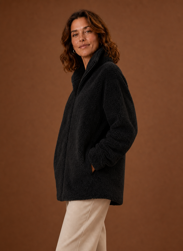 Women's Fleece Sherpa Zip Up Winter Jacket | Areleon