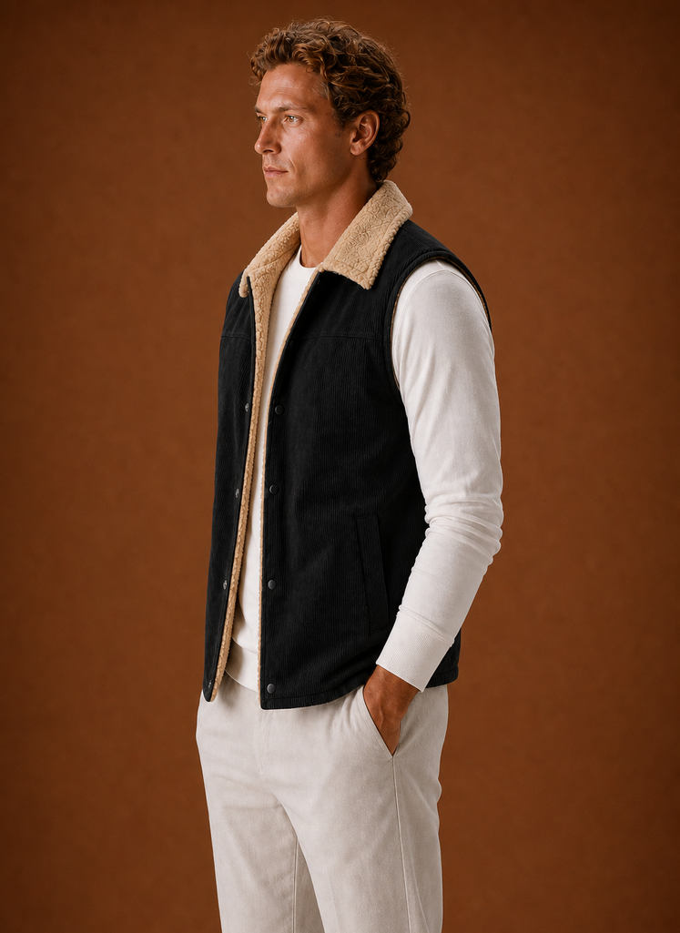Men's Sherpa-Lined Vest - Warm Winter Gilet | Areleon