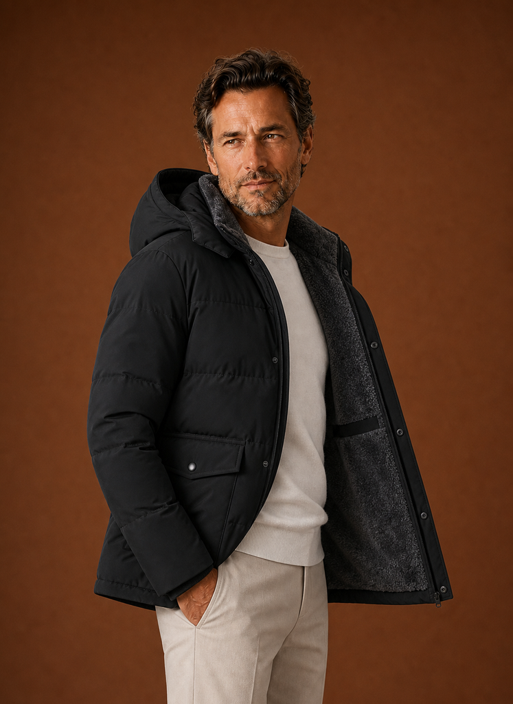 Men's Hooded Winter Jacket - Fleece-Lined Winter Coat | Areleon