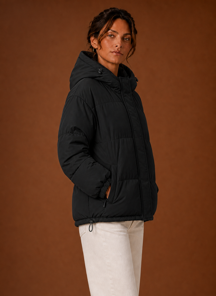 Women's Puffer Jacket - Hooded Winter Coat | Areleon