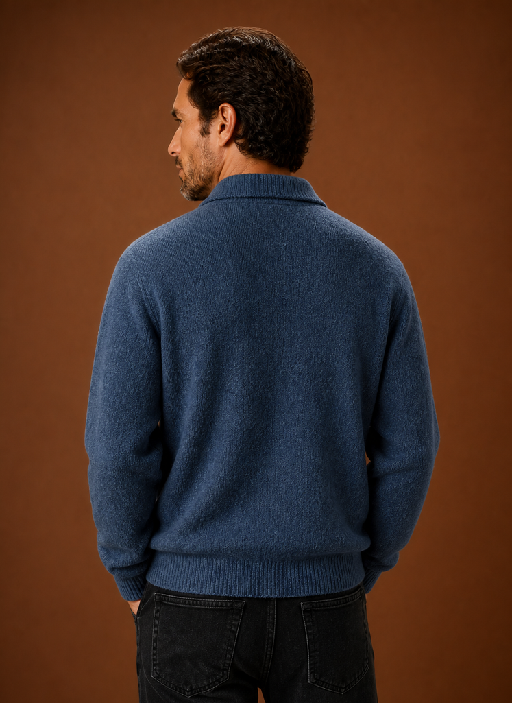 Men’s Long Sleeve Knit Polo Sweater | Areleon