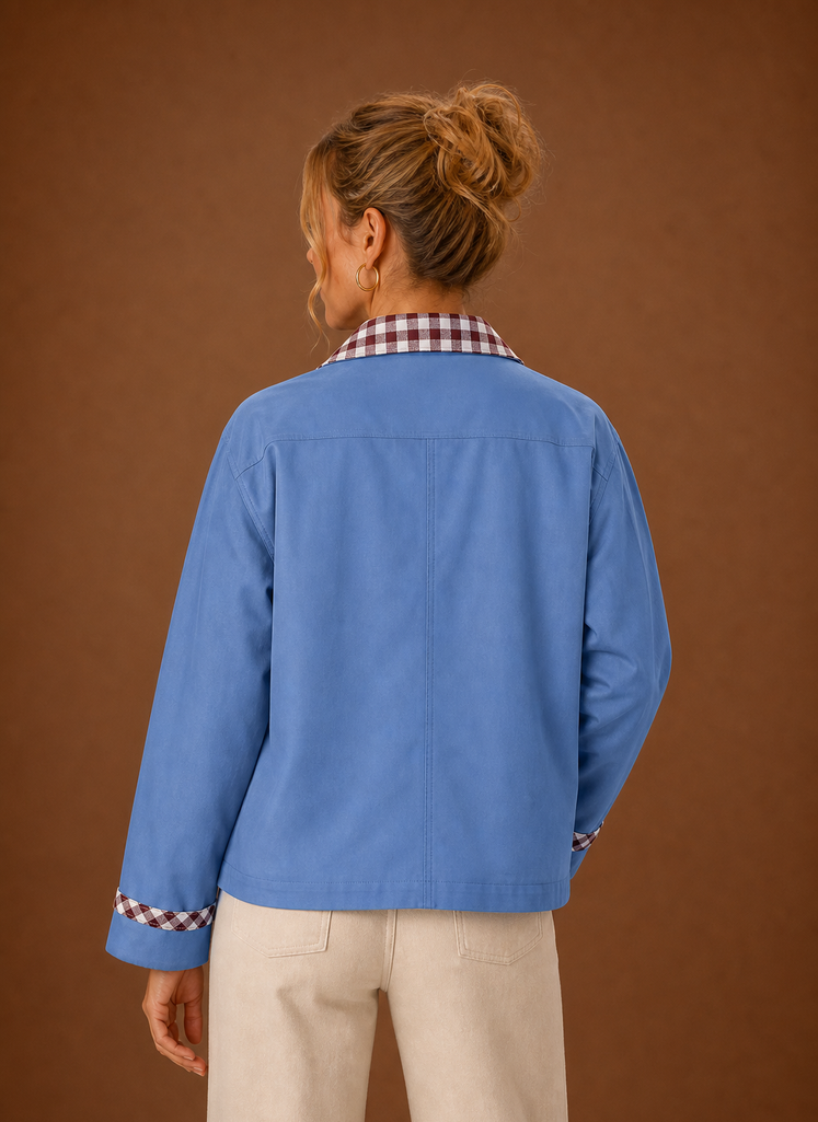 Women’s Barn Jacket - Check Collar Casual Coat | Areleon