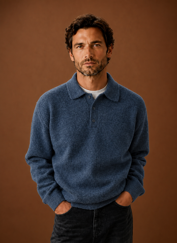 Men’s Long Sleeve Knit Polo Sweater | Areleon