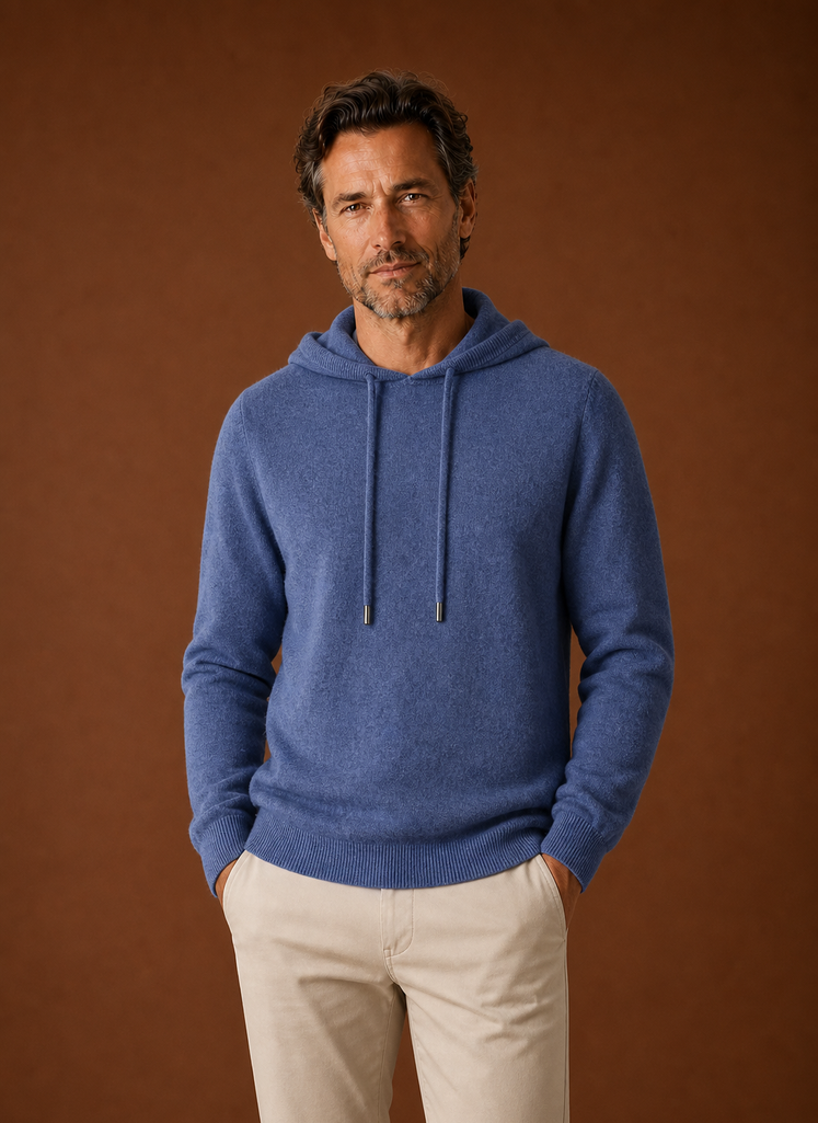 Men's Cashmere-Look Hooded Sweater - Knitted Pullover | Areleon