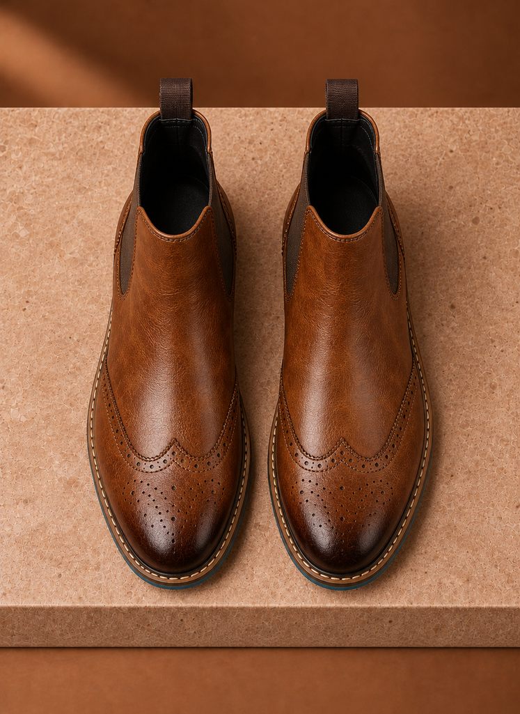 Men's Chelsea Boots - Brogue Wingtip Ankle Dress Boots | Areleon
