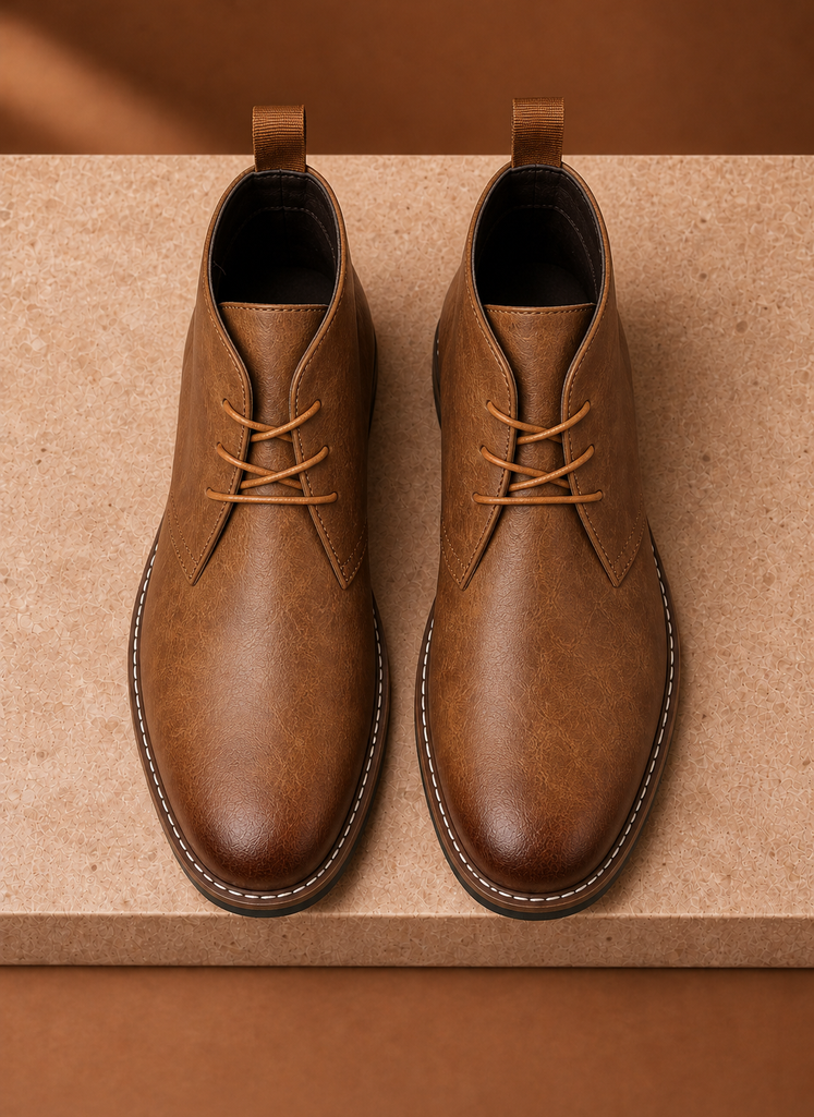 Men's Leather Chukka Boots - Lace-Up Ankle Boots| Areleon