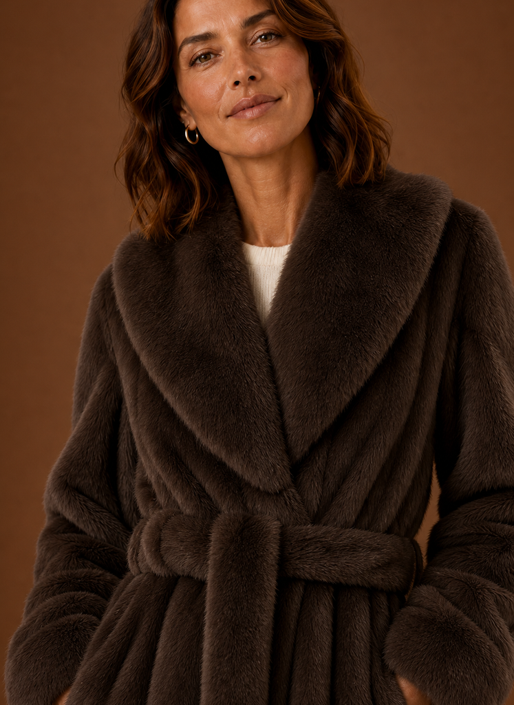 Women's Belted Longline Coat - Wrap Front Winter Parka | Areleon
