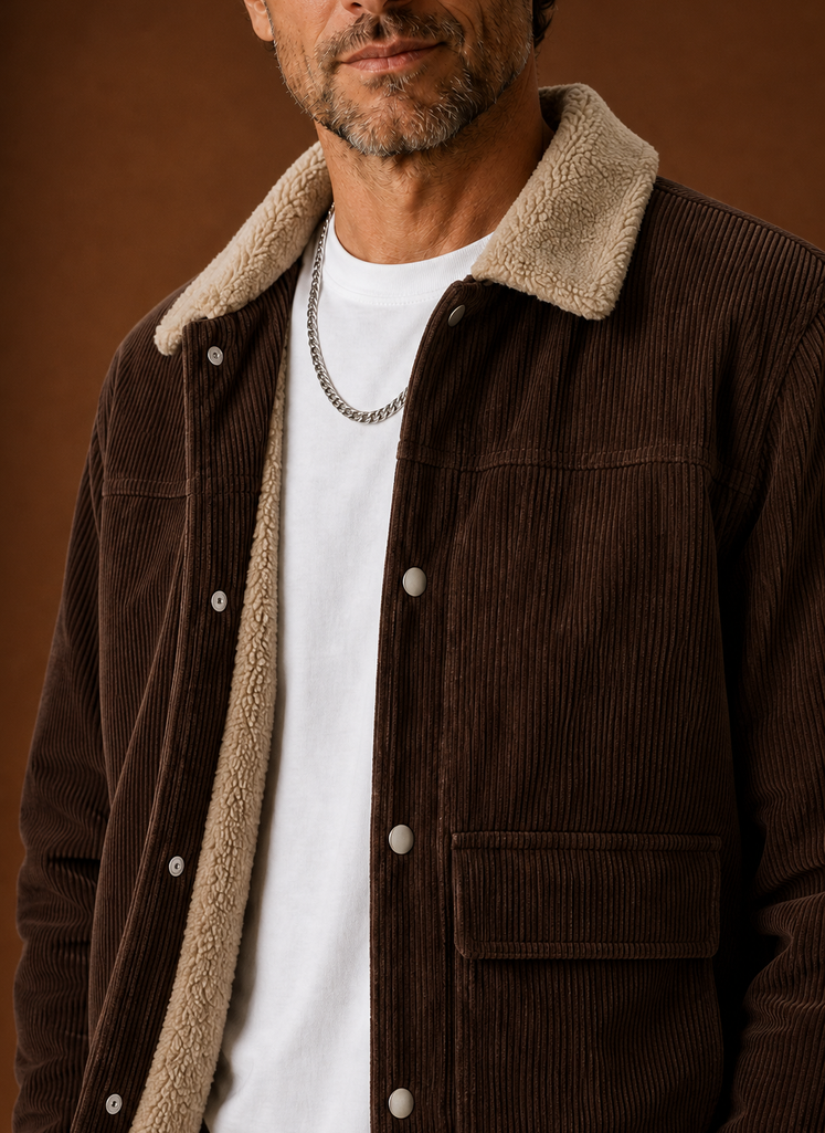 Men's Corduroy Sherpa Lined Winter Jacket | Areleon