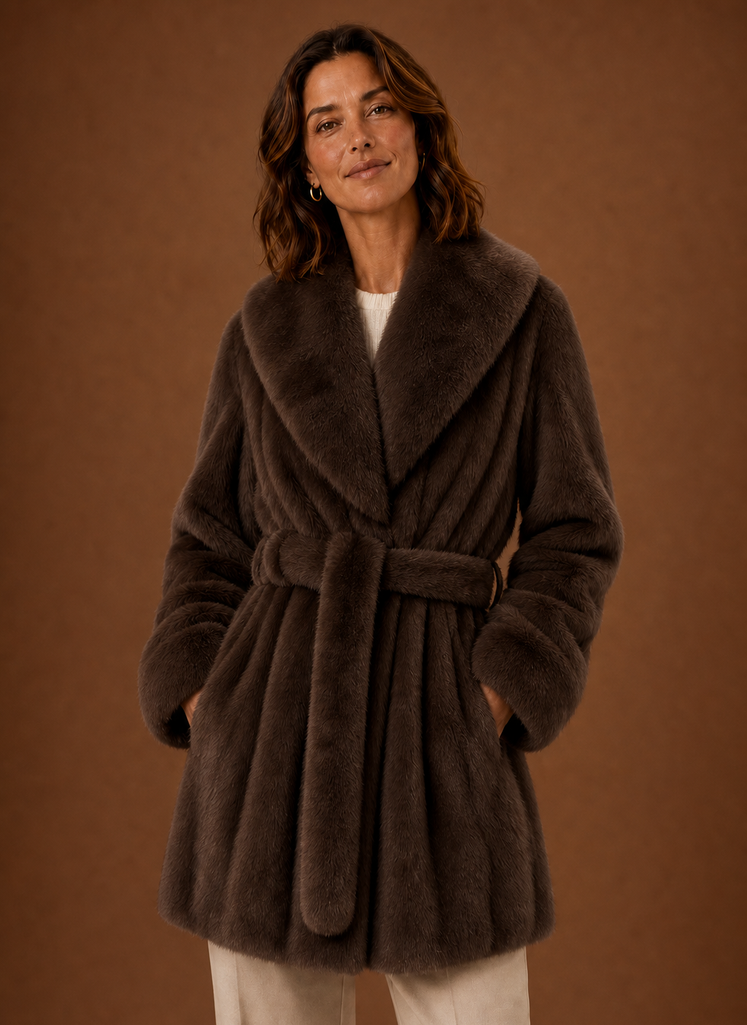 Women's Belted Longline Coat - Wrap Front Winter Parka | Areleon