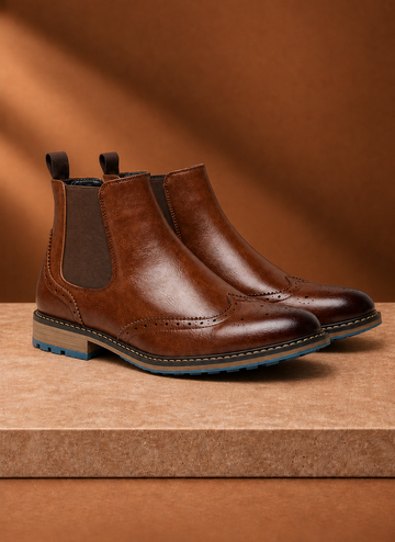 Men's Chelsea Boots - Brogue Wingtip Ankle Dress Boots | Areleon