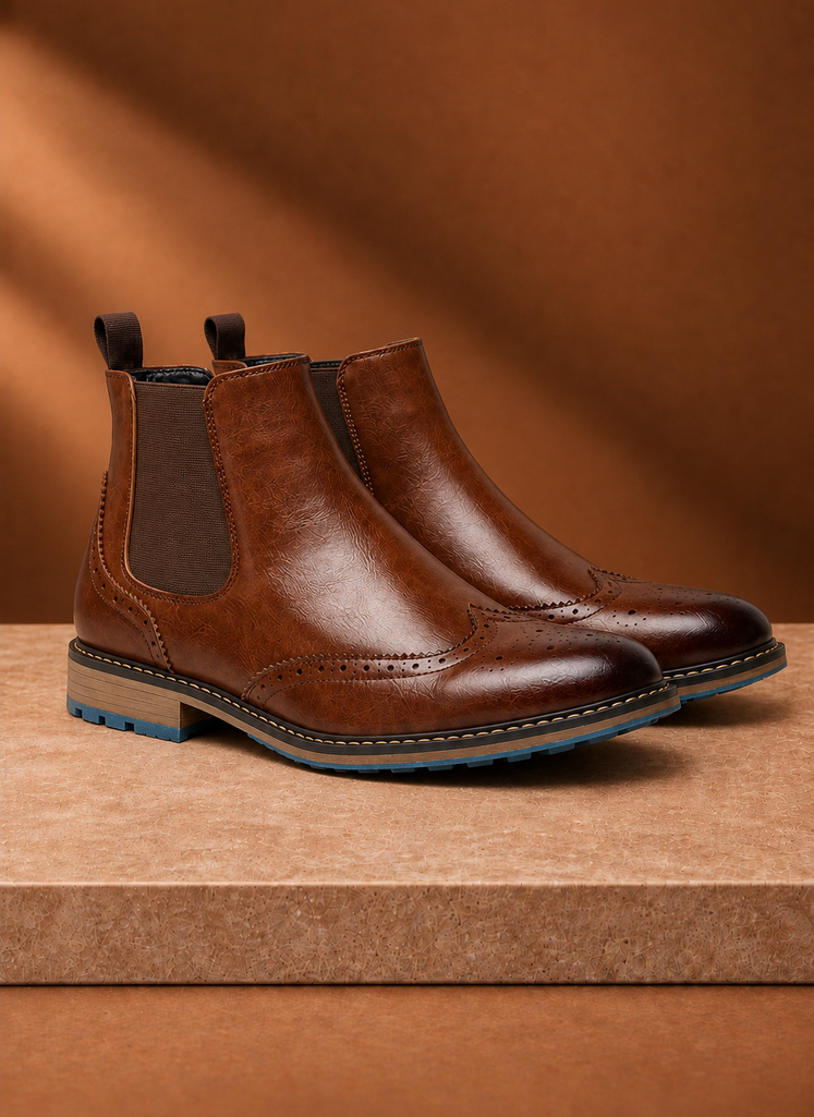 Men's Chelsea Boots - Brogue Wingtip Ankle Dress Boots | Areleon