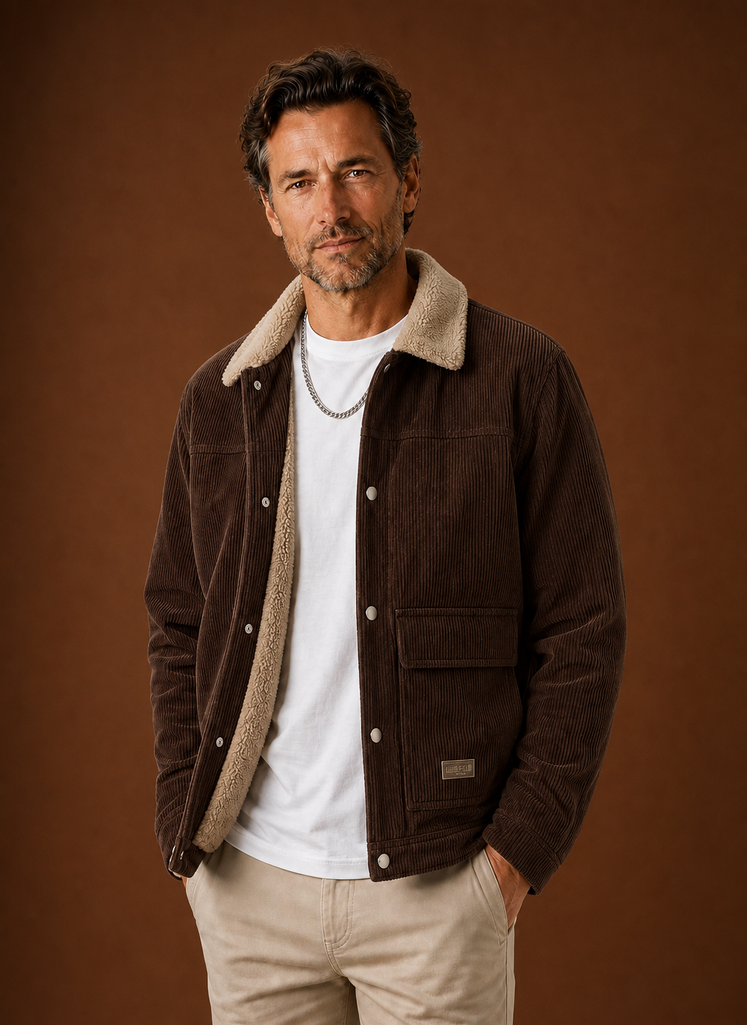 Men's Corduroy Sherpa Lined Winter Jacket | Areleon