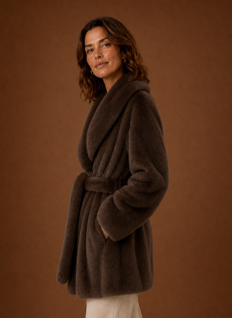 Women's Belted Longline Coat - Wrap Front Winter Parka | Areleon