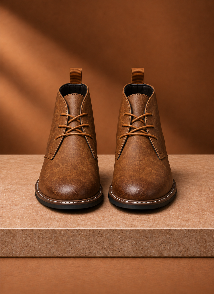 Men's Leather Chukka Boots - Lace-Up Ankle Boots| Areleon