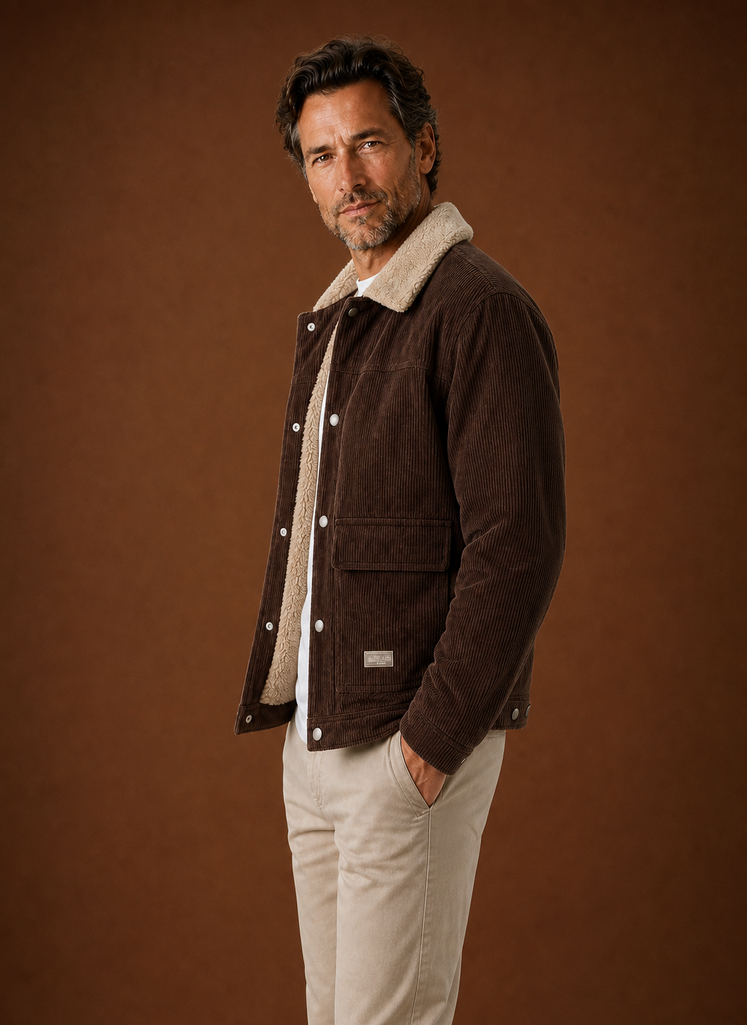 Men's Corduroy Sherpa Lined Winter Jacket | Areleon