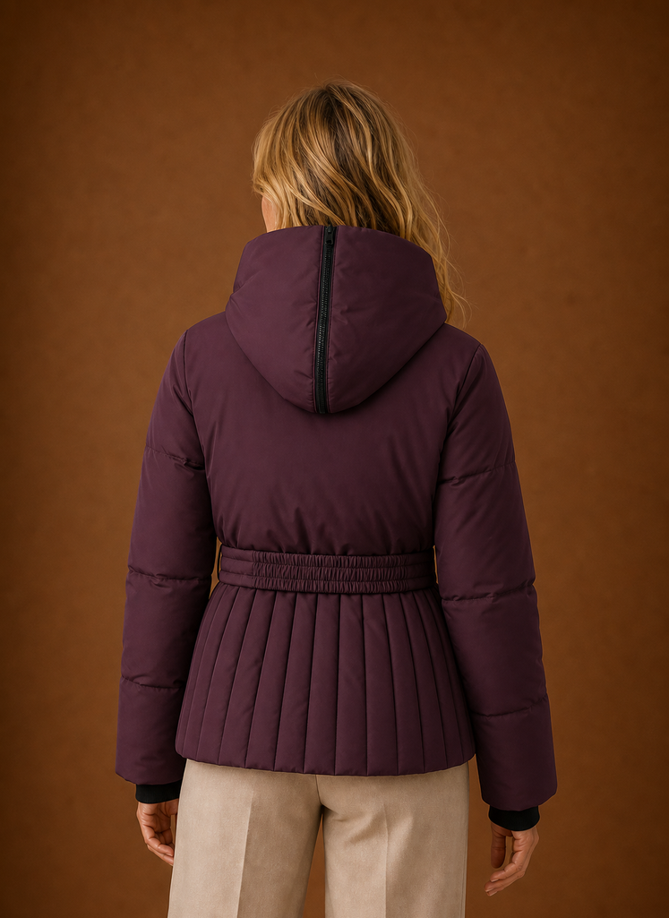 Women's Quilted Jacket - Belted Pleated Detail | Areleon