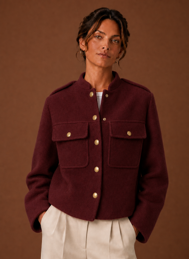 Women's Cropped Jacket - Button-Front Short Coat | Areleon