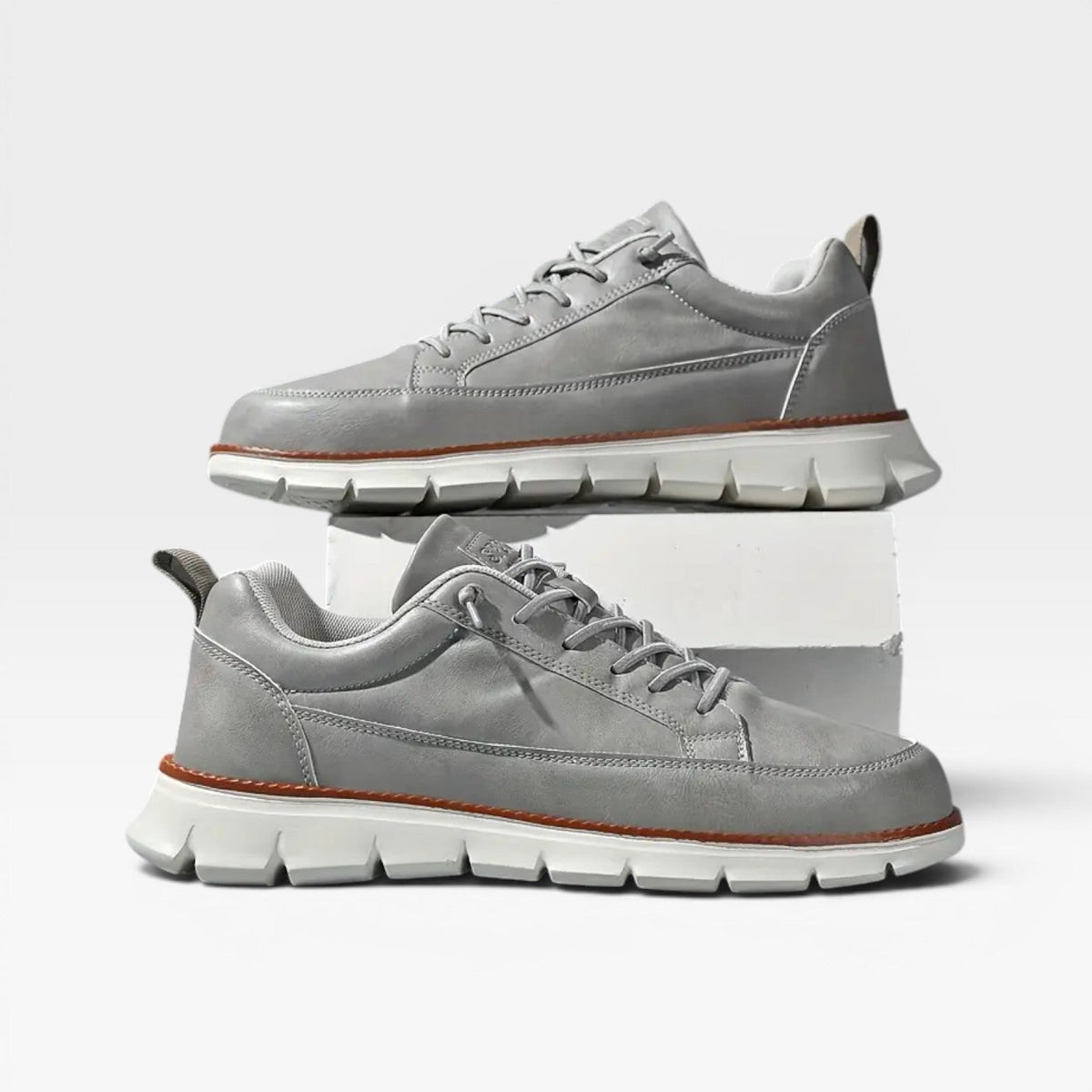 Men's Casual Leather Trainers – Lace Up Cushioned Everyday Sneakers