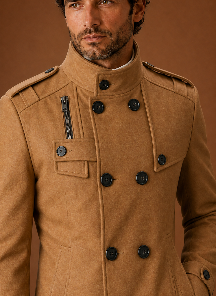 Men's Overcoat - Double-Breasted Button-Front Coat | Areleon