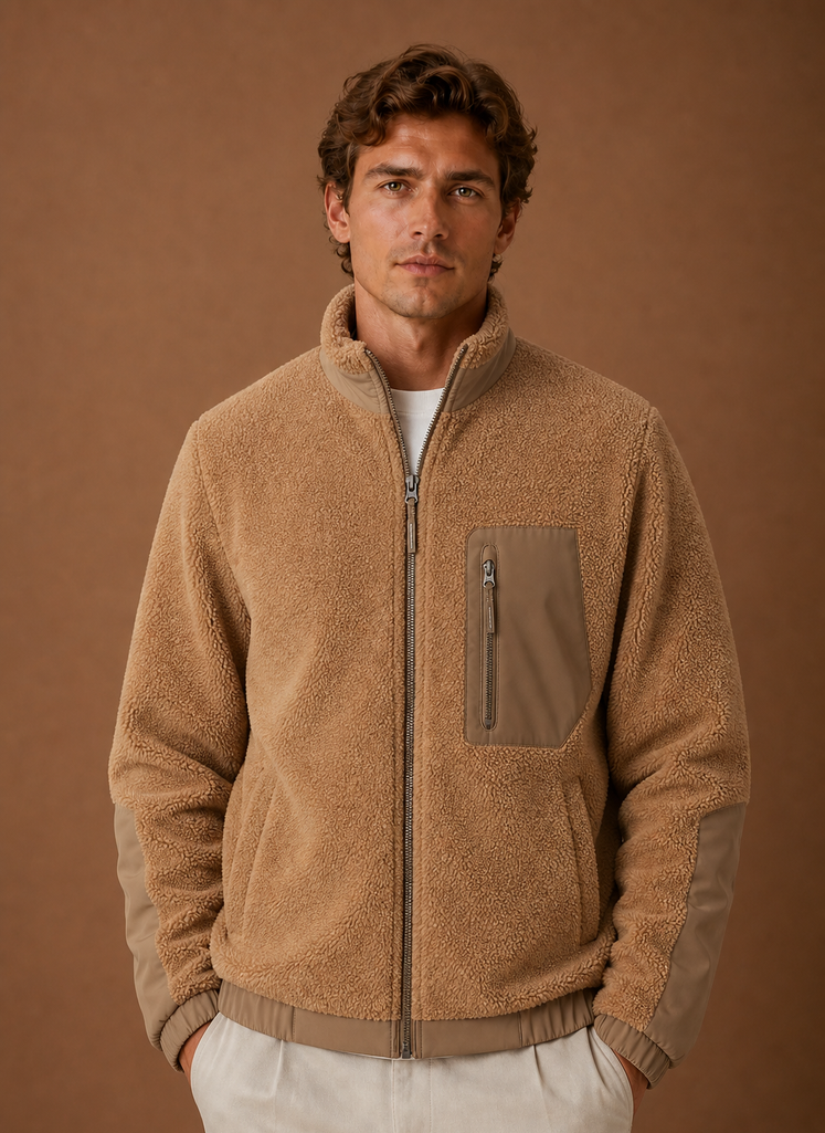 Men's Sherpa Fleece Jacket - Full-Zip Winter Coat | Areleon