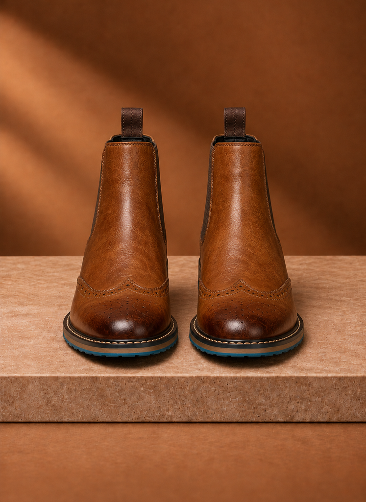 Men's Chelsea Boots - Brogue Wingtip Ankle Dress Boots | Areleon