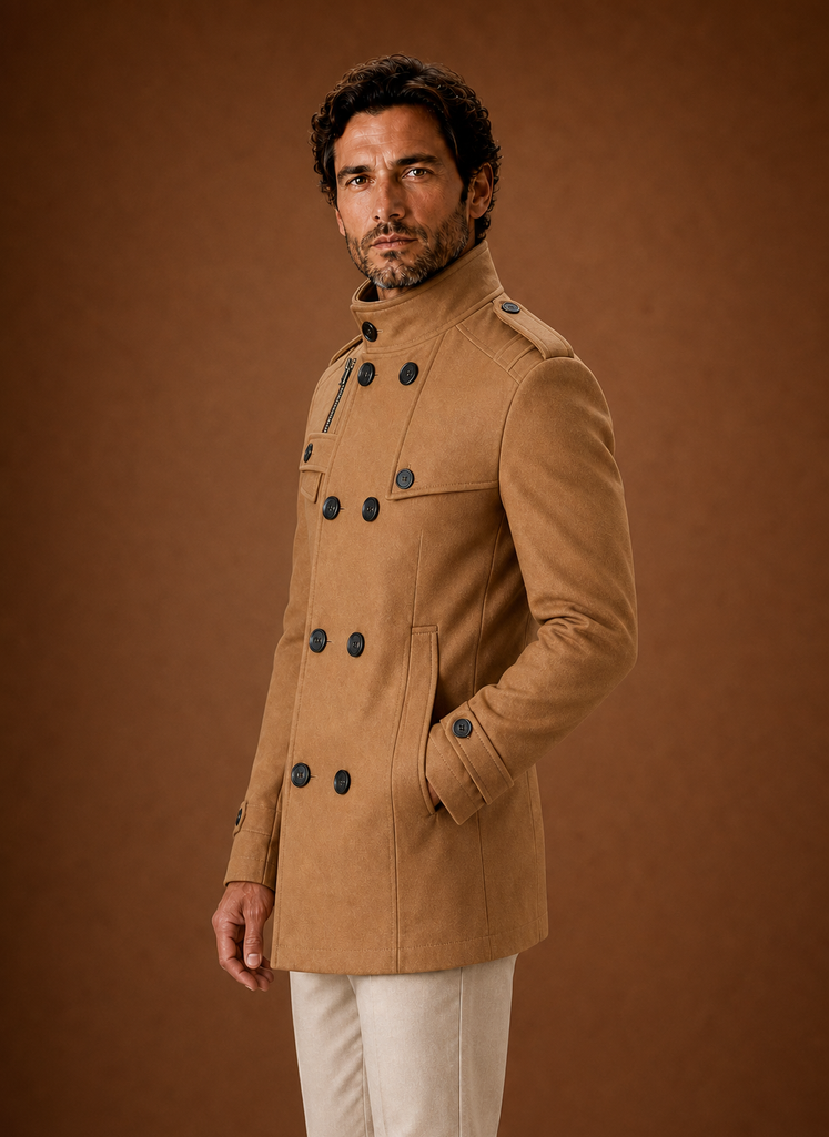 Men's Overcoat - Double-Breasted Button-Front Coat | Areleon