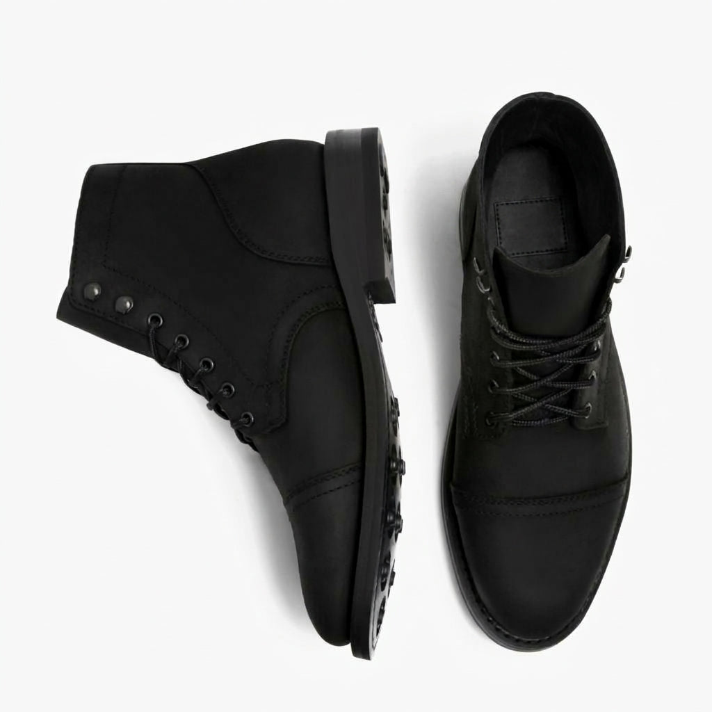 Men's Genuine Leather Cap Toe Boots