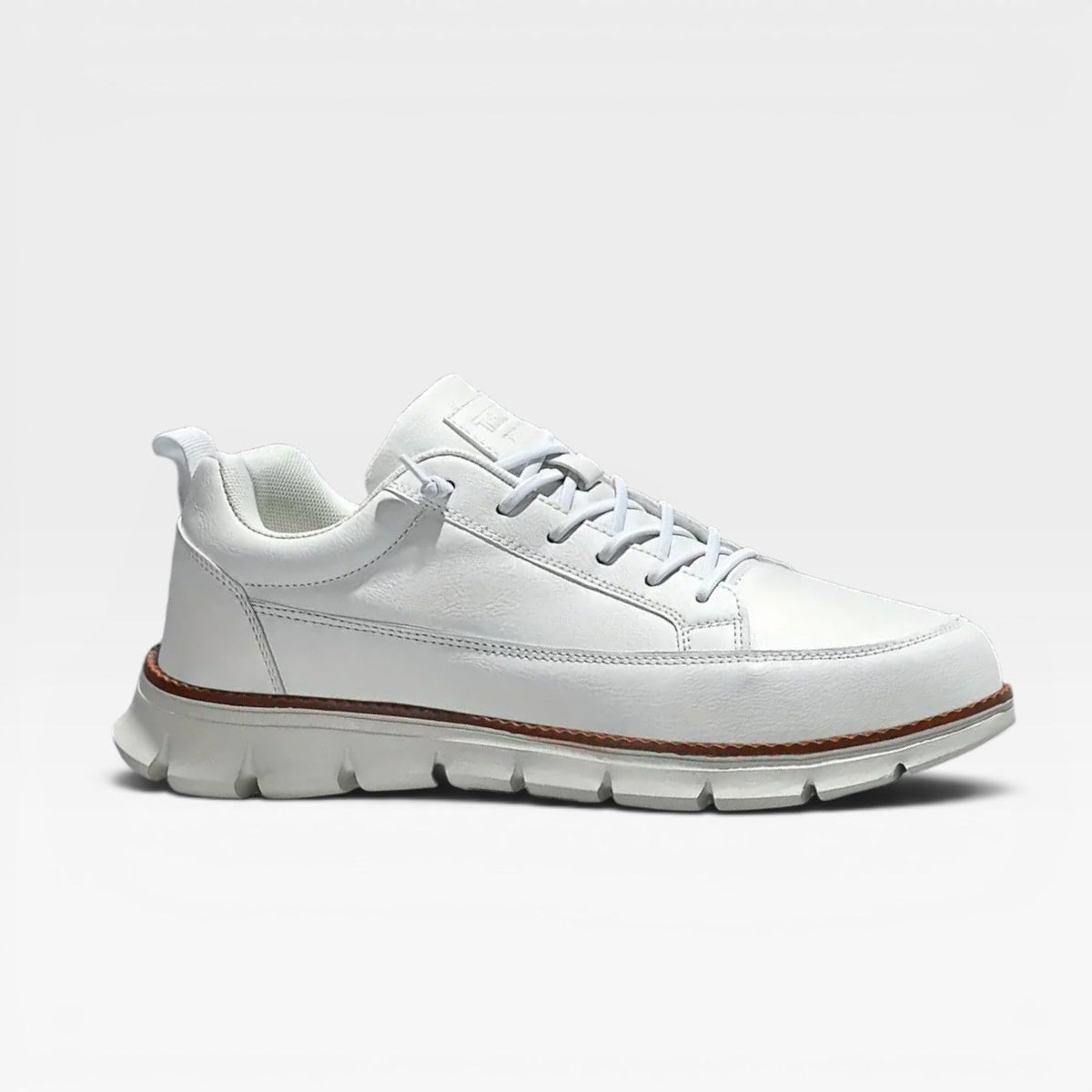 Men's Casual Leather Trainers – Lace Up Cushioned Everyday Sneakers
