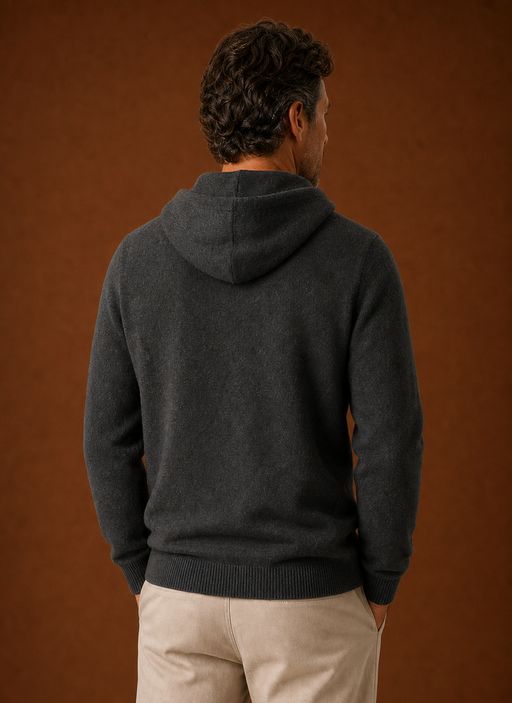 Men's Cashmere-Look Hooded Sweater - Knitted Pullover | Areleon