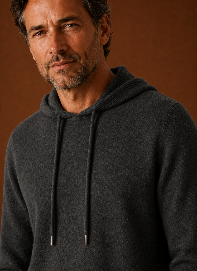 Men's Cashmere-Look Hooded Sweater - Knitted Pullover | Areleon
