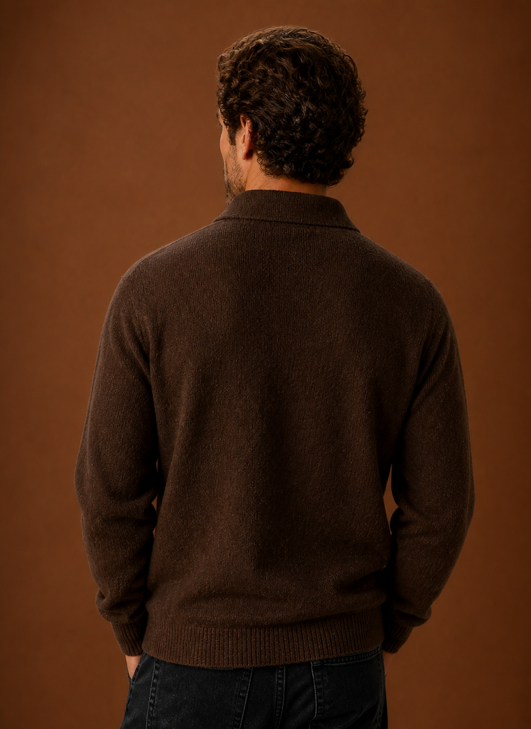 Men’s Long Sleeve Knit Polo Sweater | Areleon