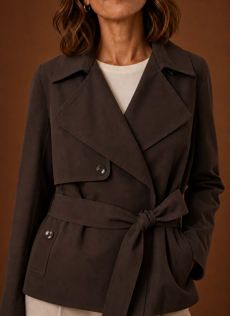 Women's Trench Coat - Belted Waist Casual Jacket | Areleon