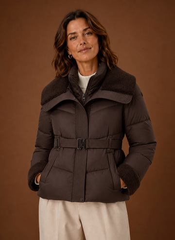 Women's Puffer Jacket - Belted Winter Coat | Areleon