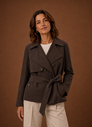 Women's Trench Coat - Belted Waist Casual Jacket | Areleon