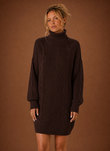 Women's Turtleneck Sweater Dress - Pullover Knit Dress | Areleon