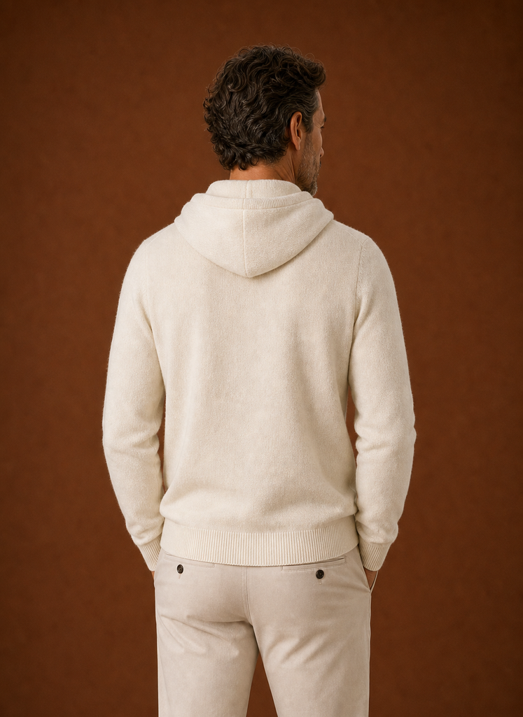 Men's Cashmere-Look Hooded Sweater - Knitted Pullover | Areleon