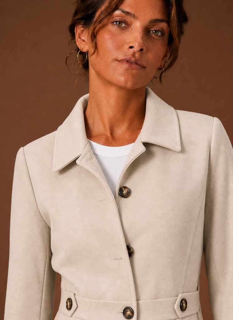 Women's Trench Coat - Mid-Length Button Front Jacket | Areleon
