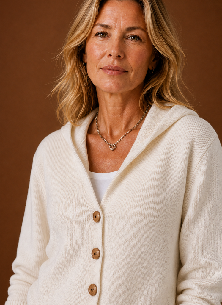 Women's Knit Cardigan - Hooded Button-Front Sweater | Areleon