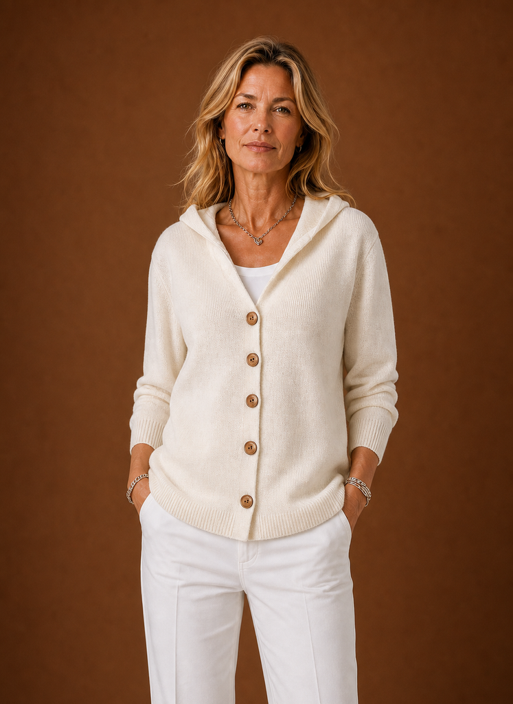 Women's Knit Cardigan - Hooded Button-Front Sweater | Areleon