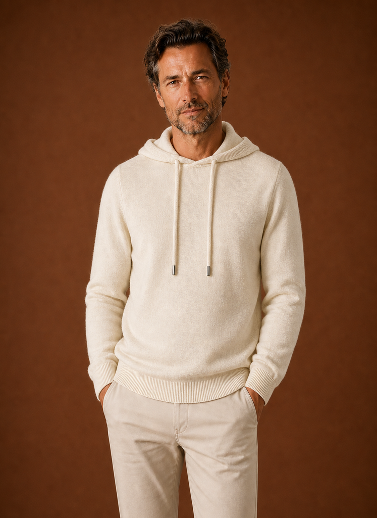 Men's Cashmere-Look Hooded Sweater - Knitted Pullover | Areleon